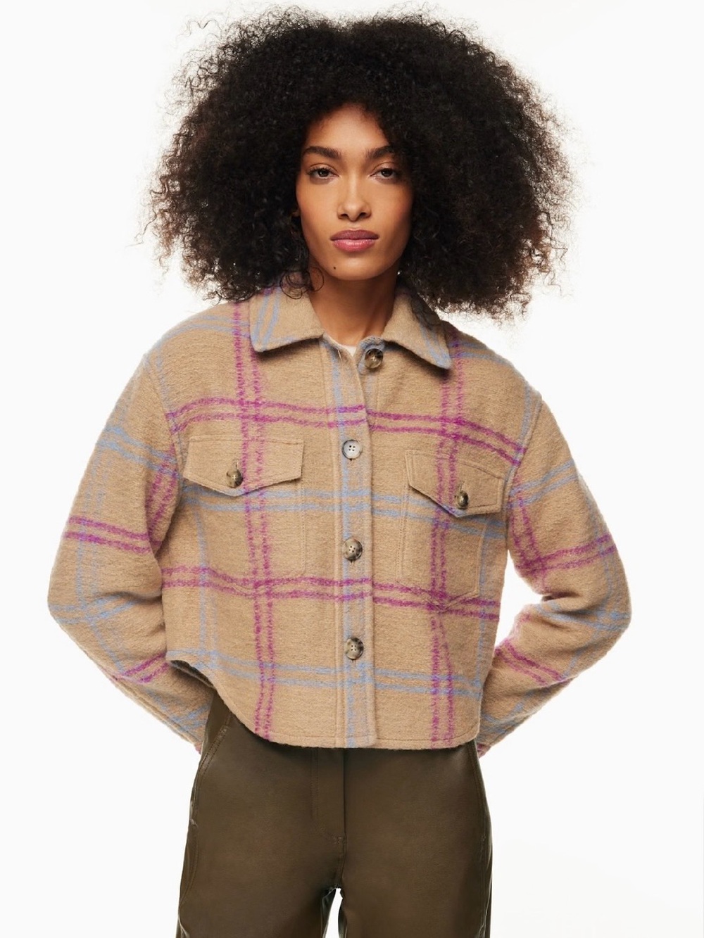 Aritzia Ganna Cropped Shirt Jacket